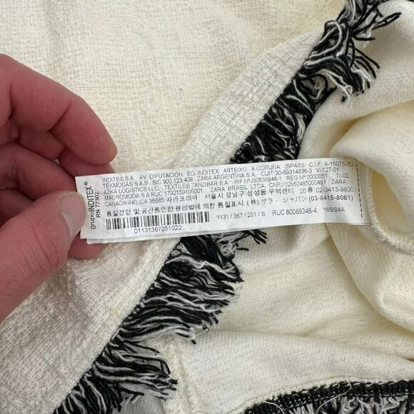 Zara‎ Trafaluc Womens White Black Fringe Halter Top Size Small - Picture 9 of 10